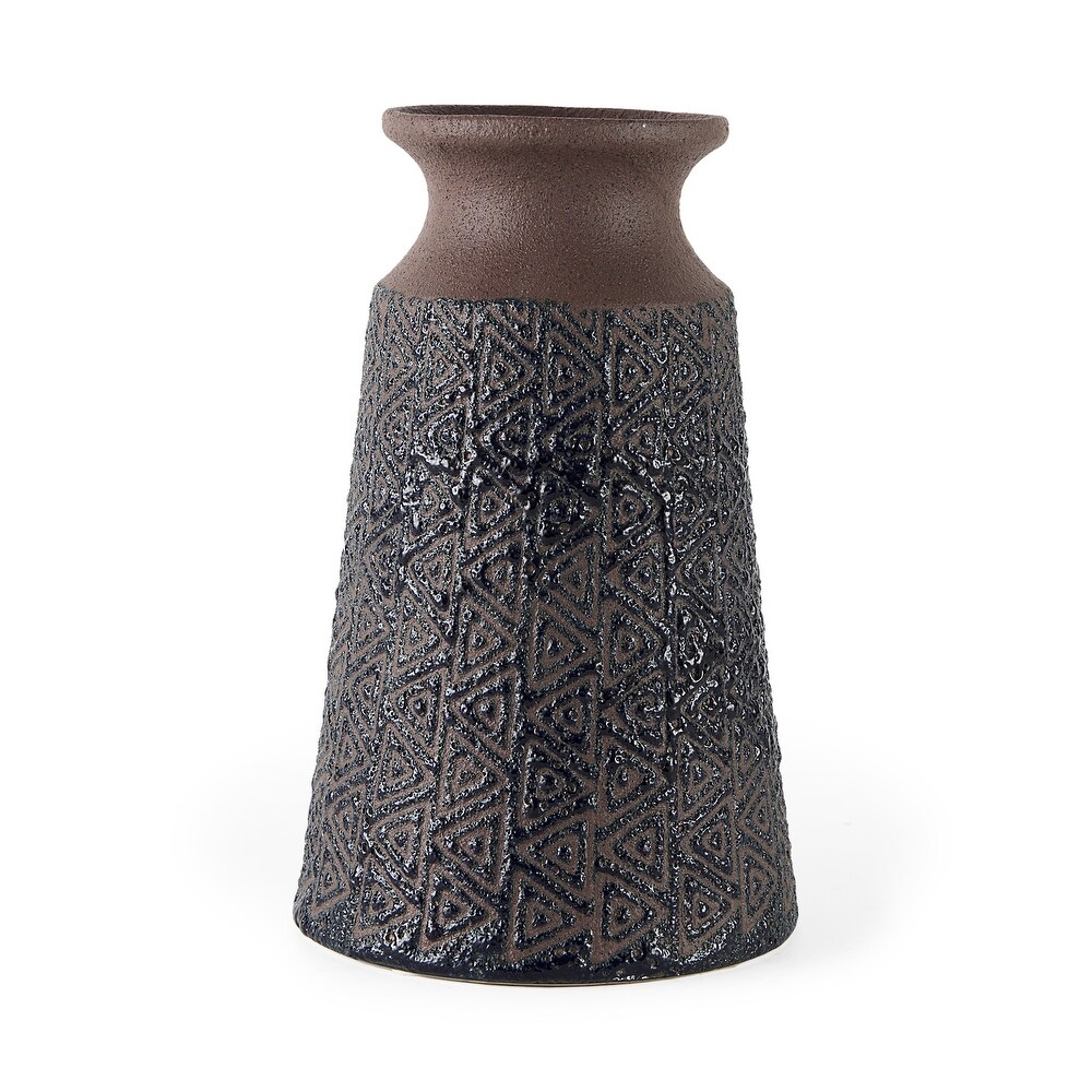 Sefina III Large Brown/Black Patterned Ceramic Vase   7\