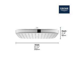 GROHE Tempesta 1-Spray Patterns with 1.75 GPM 10 in. H Cube Wall Mount Rain Fixed Shower Head in StarLight Chrome 26718000