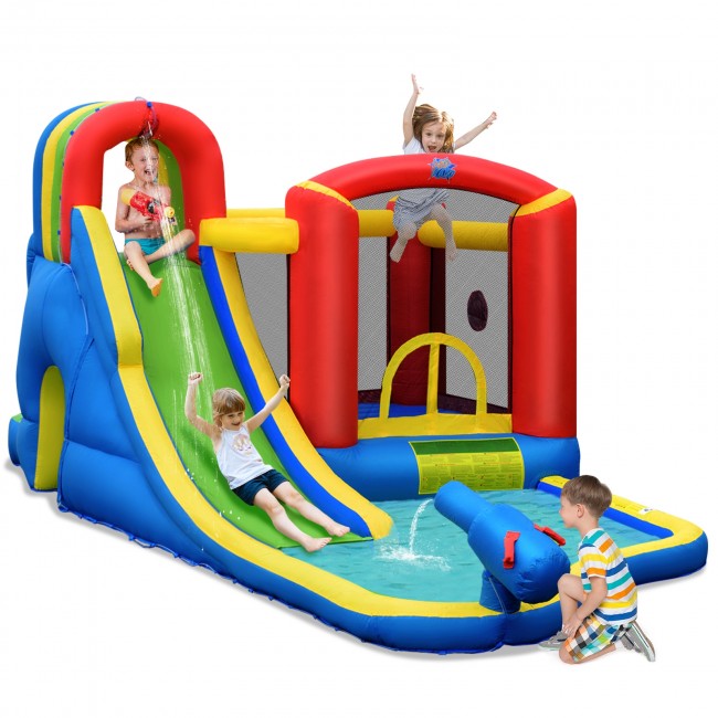 SUGIFT Inflatable Kid Bounce House Slide Climbing Splash Park Pool Jumping Castle Without Blower