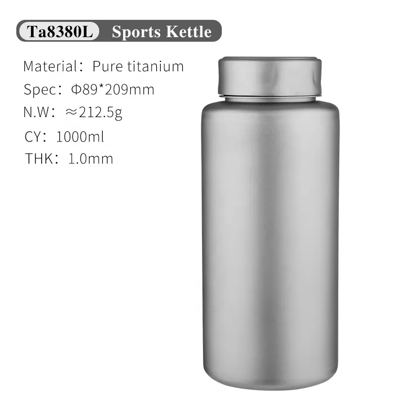 Travel Equipment Titanium Outdoor Hiking Sports Tableware Set Titanium Cup and Titanium Water Bottle 750ml cup add 1000ml bottle