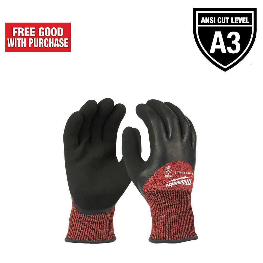 MW Large Red Latex Level 3 Cut Resistant Insulated Winter Dipped Work Gloves 48-22-8922