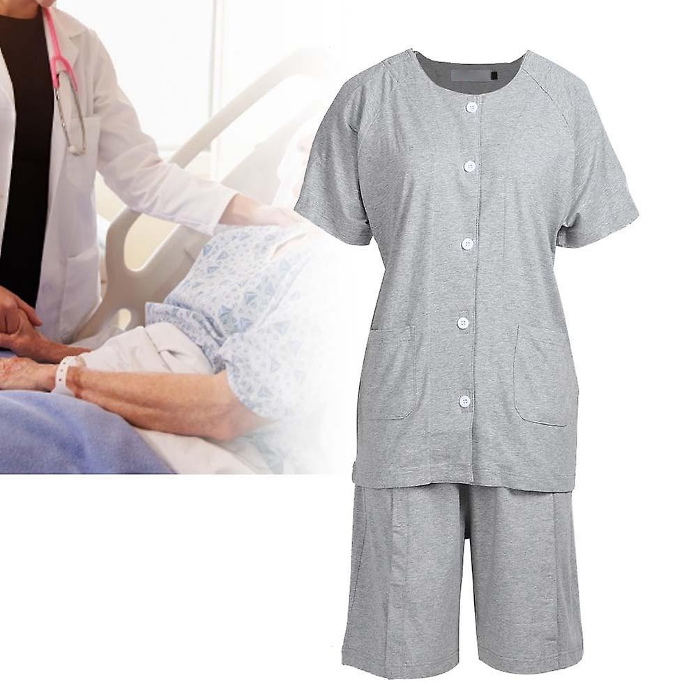 Summer Short Sleeve Adult Incontinence Nursing Clothes Convenient To Take Off Nursing Suit Xxl