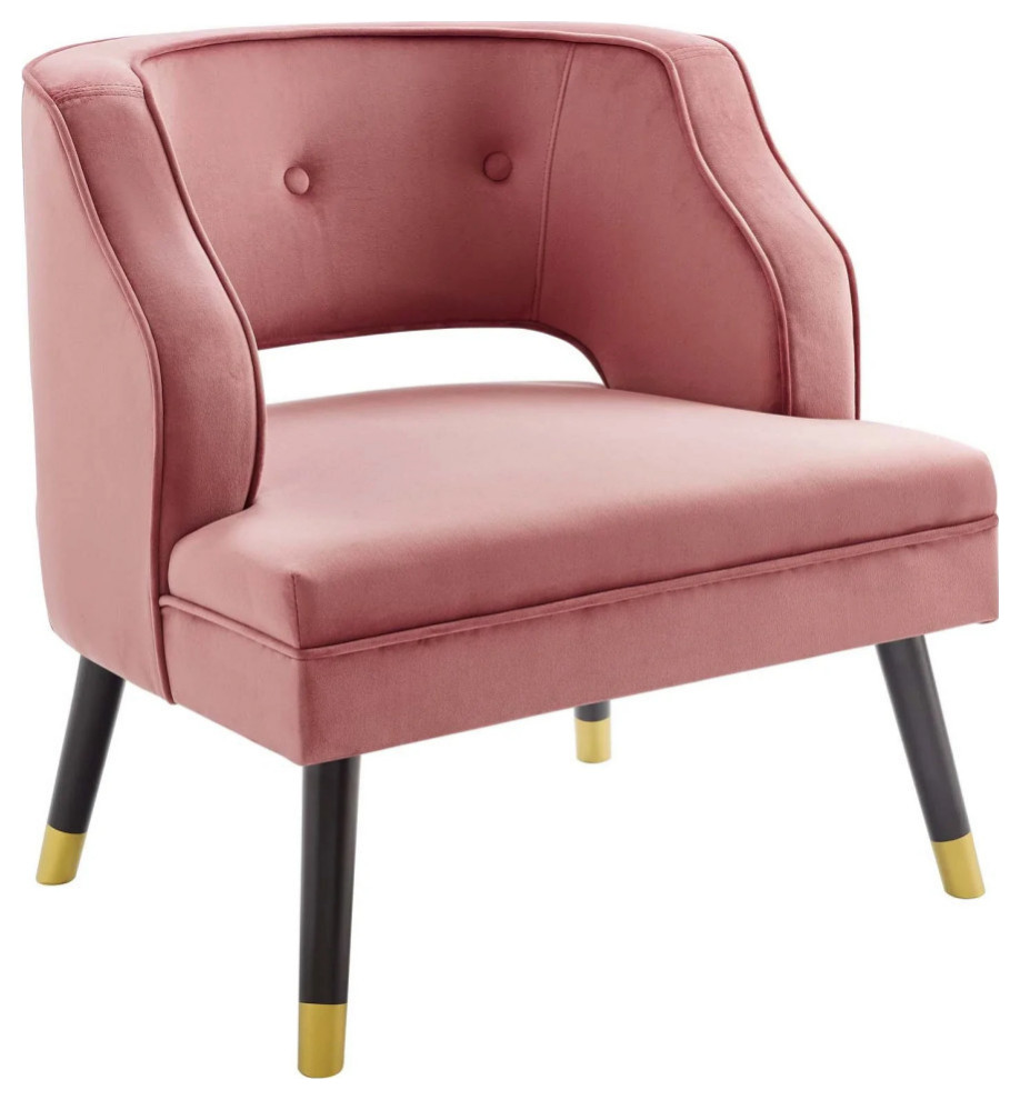 Finn Dusty Rose Button Tufted Open Back Performance Velvet Armchair   Contemporary   Armchairs And Accent Chairs   by Rustic Home Furniture Deco  Houzz