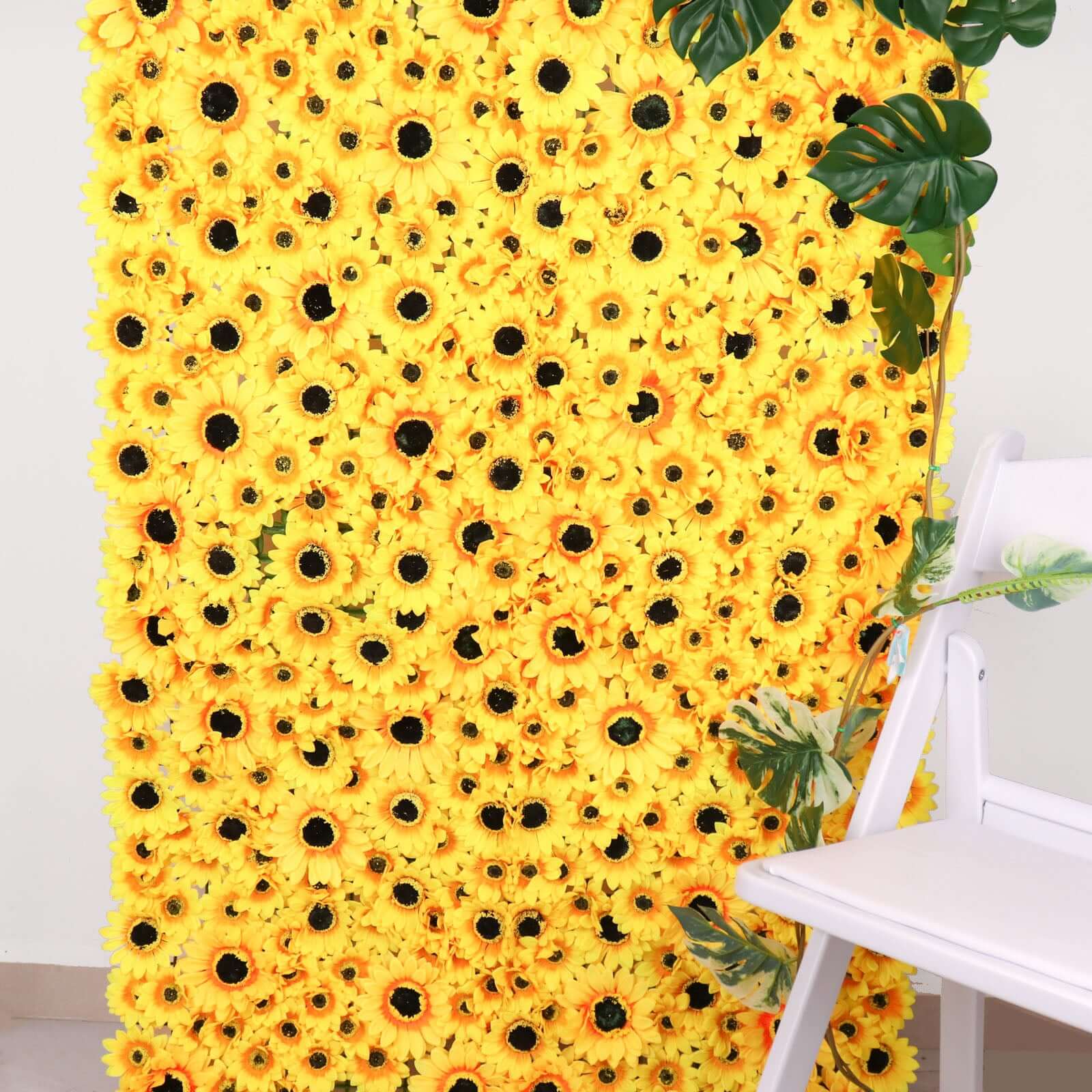 Artificial Sunflower Wall Mat Backdrop, Flower Wall Decor, Indoor/Outdoor UV Protected 4 Artificial Panels 11 Sq ft.