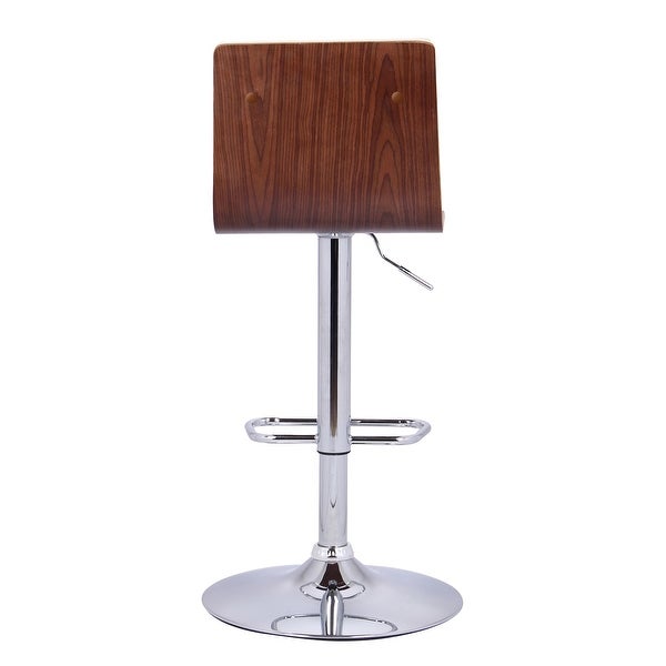 Cream Faux Leather Walnut and Chrome Adjustable Swivel Bar Stool - 42