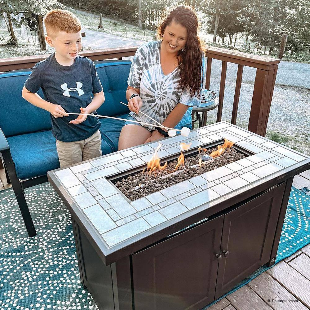 Sunjoy AmberCove Hartnell 40 in. W Outdoor Rectangular Steel Propane Firepit Table A302008600