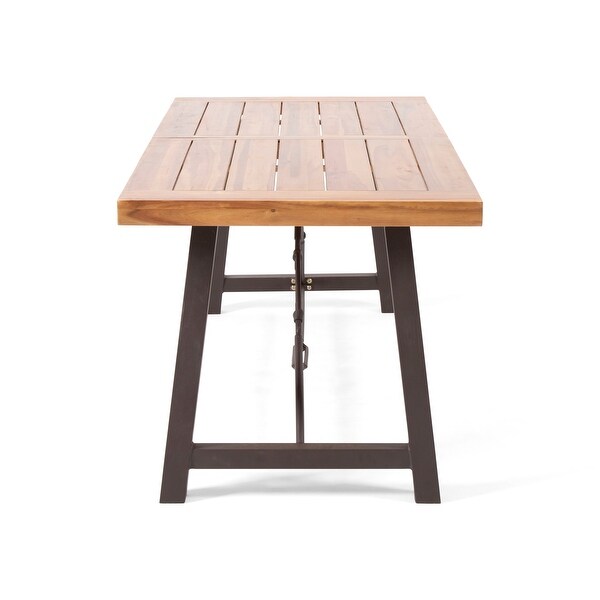 Outdoor Dining Table with Sleek Wooden Slats and a Powdercoated Frame