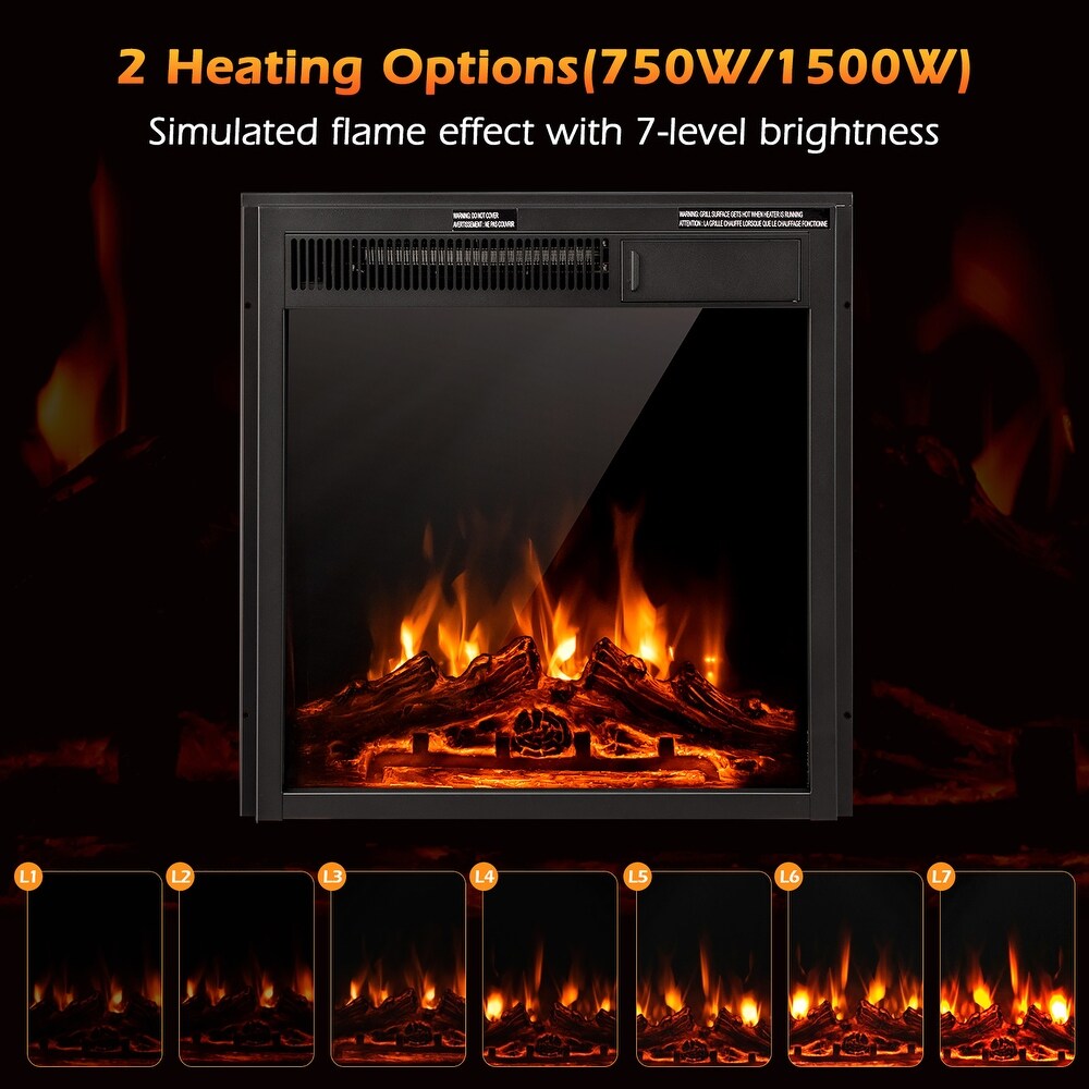 Costway 22.5'' Electric Fireplace Heater Inserts Recessed Ultra Thin   See Details