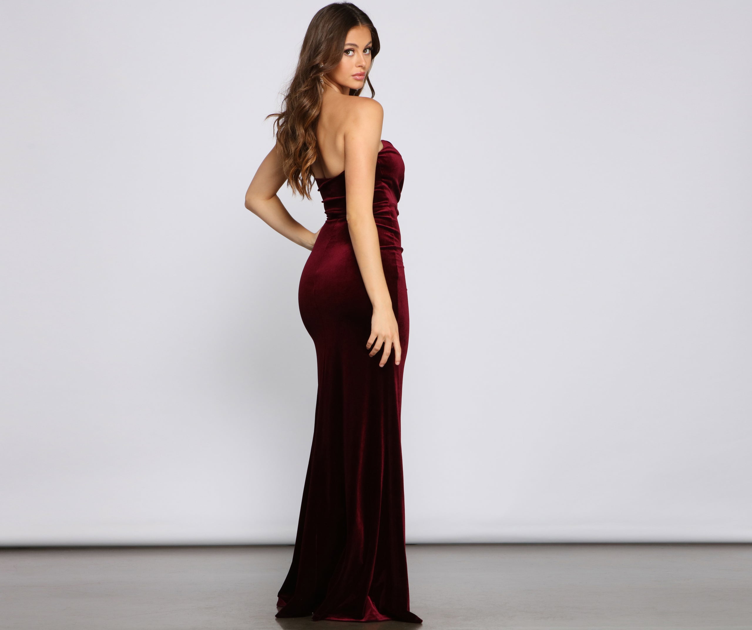 Diana Strapless Velvet Formal Dress