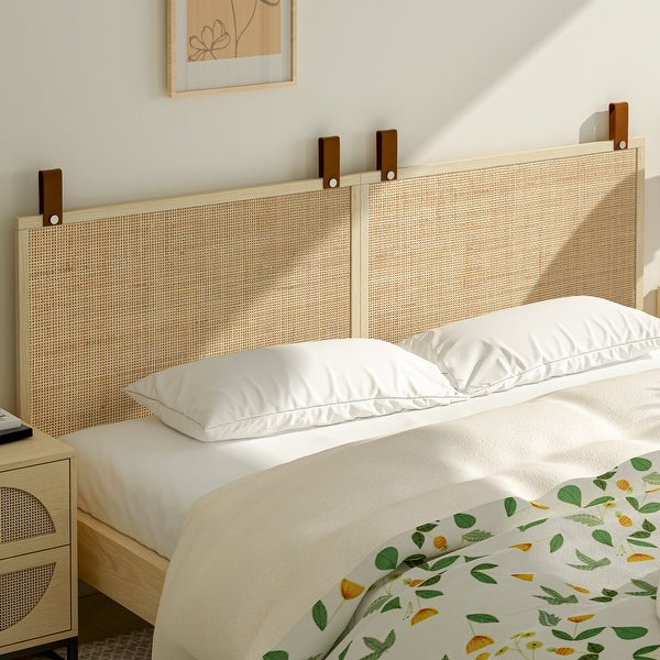 Natural Rattan Decorative Panel Wall-Mounted Headboard - - 37566993