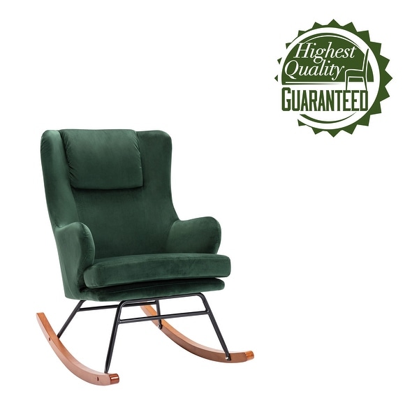 Porthos Home Dax Rocking Accent Chair， Velvet， Rubber Wood and Steel Legs