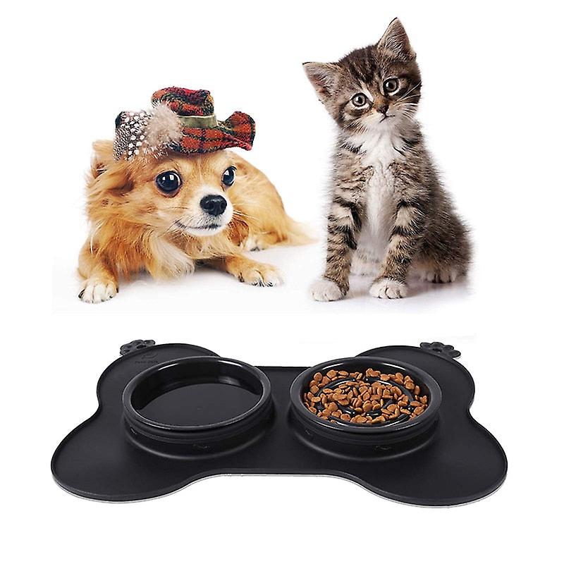 No spill anti skid double dog bowls