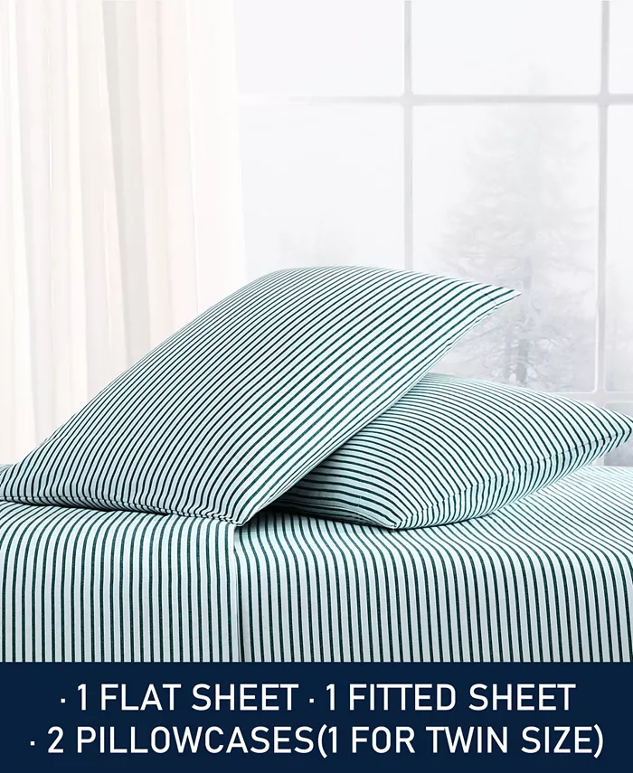 Nautica Printed Flannel 3-Pc. Sheet Set， Twin