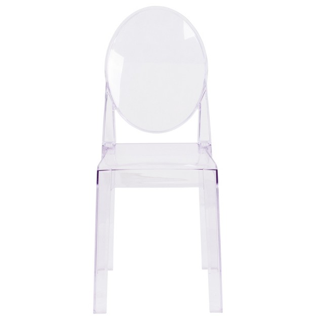 Emma And Oliver 4 Pack Ghost Chair With Oval Back In Transparent Crystal Wedding Chairs