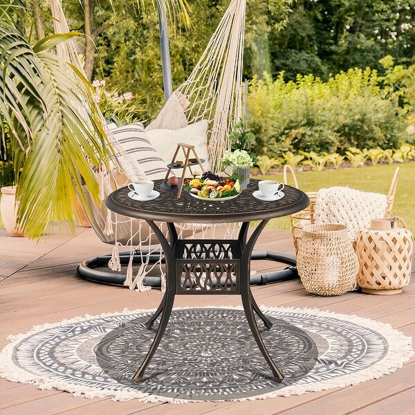 Courtyard Round Top Cast Aluminum Table