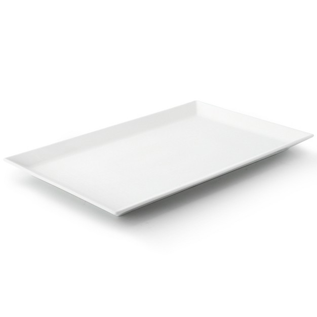 Our Table Simply White 18 Inch Rectangular Porcelain Platter In White