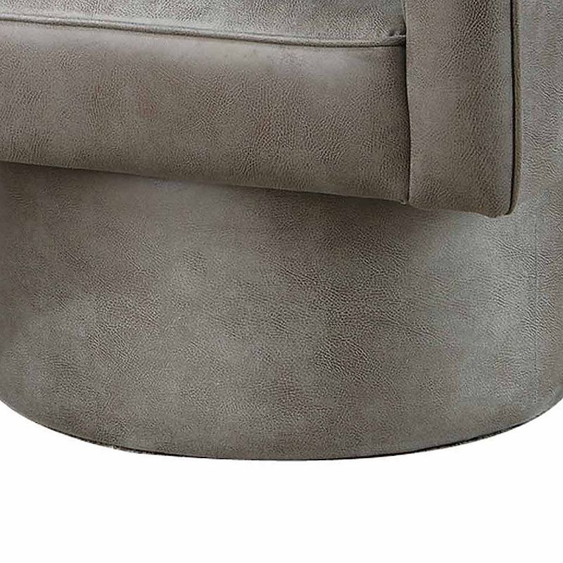 Kate 30 Inch Accent Chair， 360 Swivel Seat， Vegan Faux Leather， Light Gray