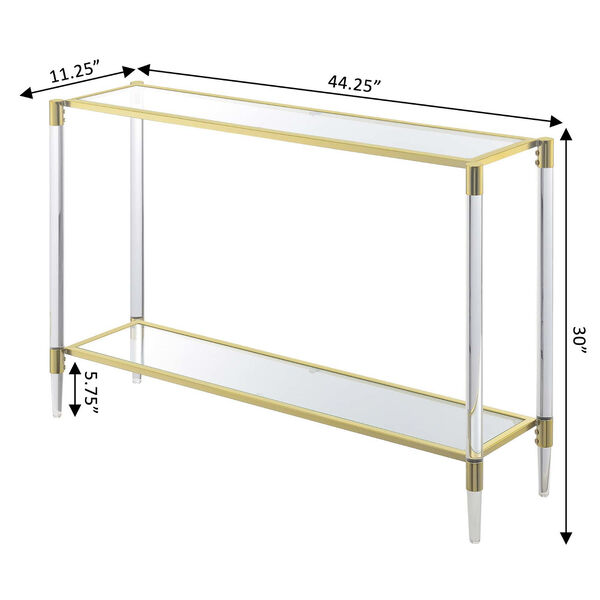 Royal Crest Gold 2-Tier Acrylic Glass Console Table