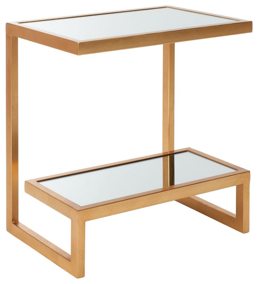 Nettie Mirror Top Gold Accent Table Gold   Contemporary   Side Tables And End Tables   by Peachtree Fine Furniture  Houzz