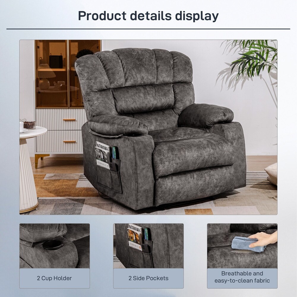 Oversized Recliner Chair Sofa with Massage and Heating