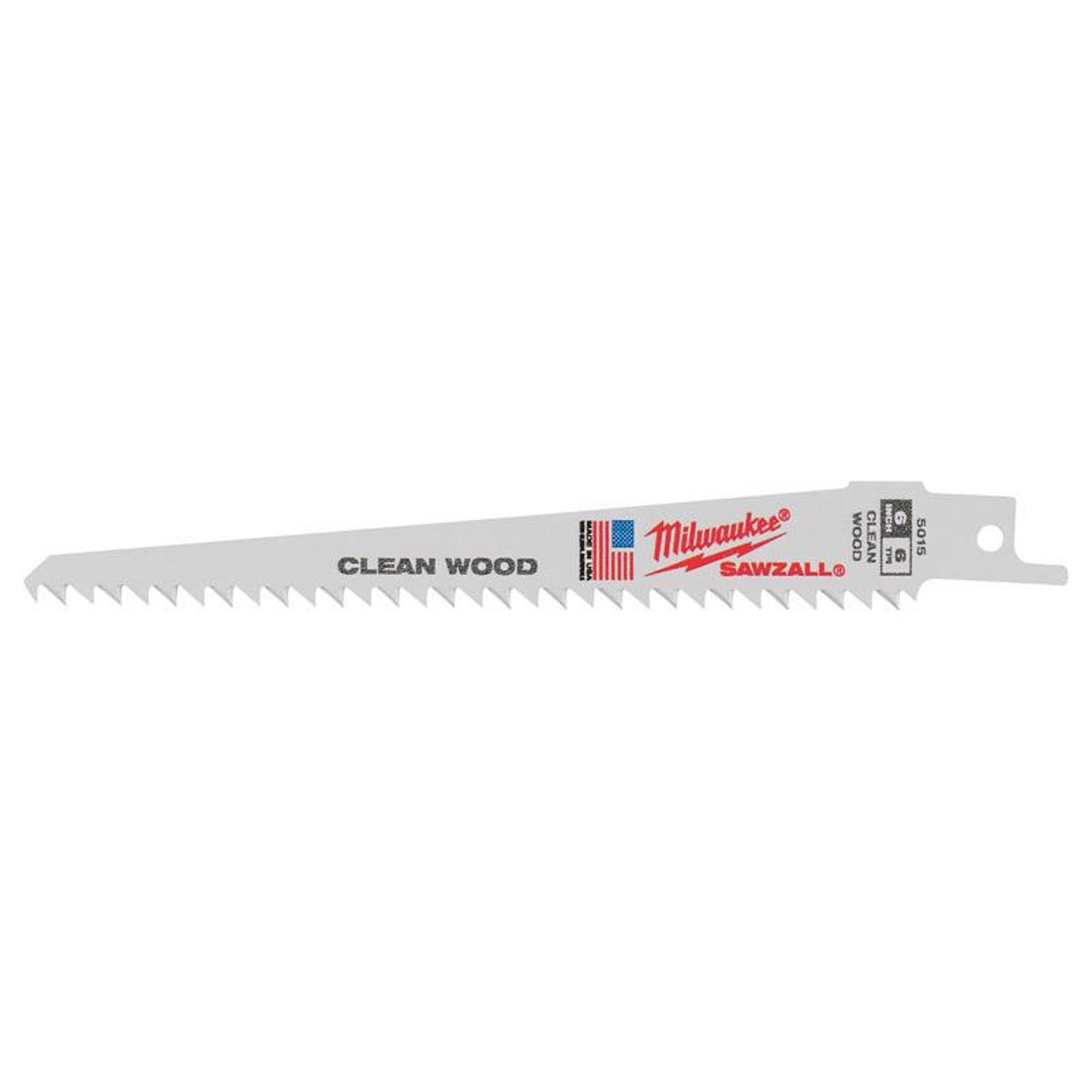 MW Sawzall 6 in. Bi-Metal Clean wood cutter Reciprocating Saw Blade 6 TPI 5 pk