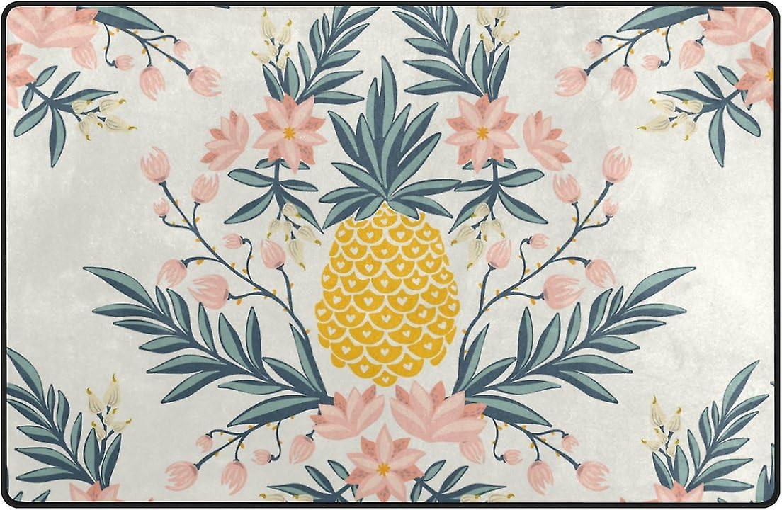 Colourlife Lightweight Carpet Mats Area Soft Rugs Floor Mat Doormat Decoration For Rooms Entrance 31 X 20 Inches Pineapples Flowers