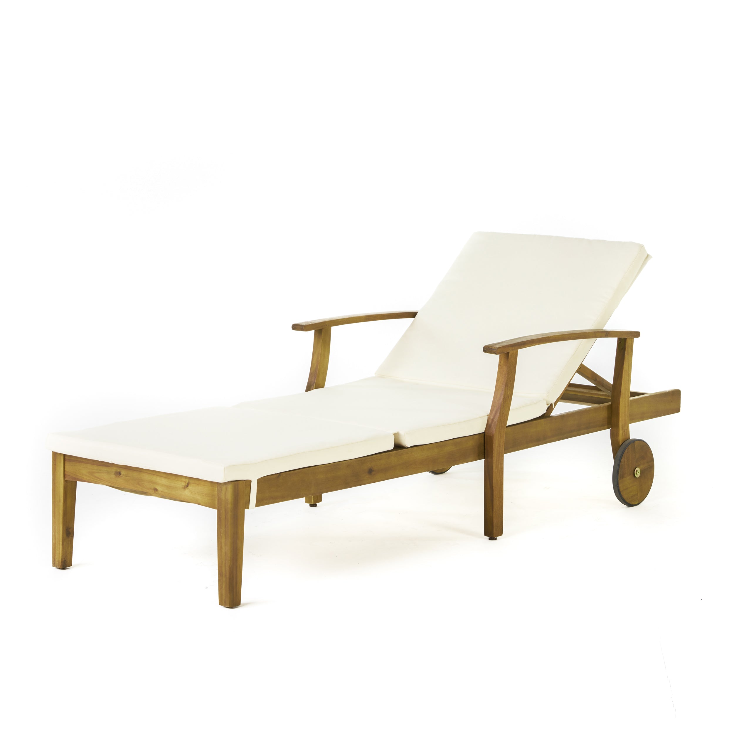 Daisy Outdoor Teak Finish Chaise Lounge with Water Resistant Cushion