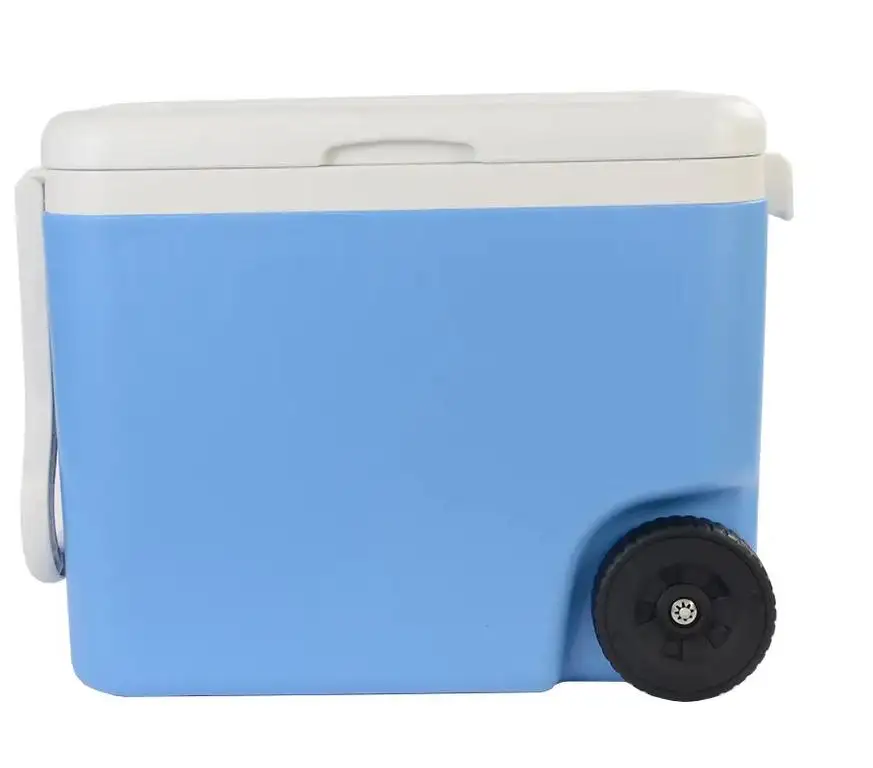 2023 New Arrival Latest Design Portable Outdoor Camping 45L Wheeled Ice Cooler Box Fishing With Wheels Cooler Box