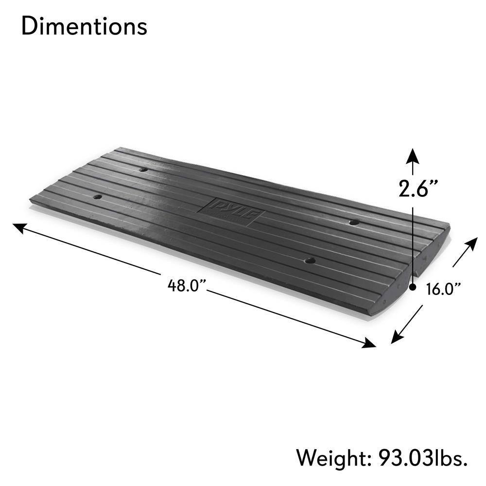 Pyle CarTruck Curb Ramps Driveway Rubber Threshold Car Curb-Side Bridges (Pair) PCRBDR21