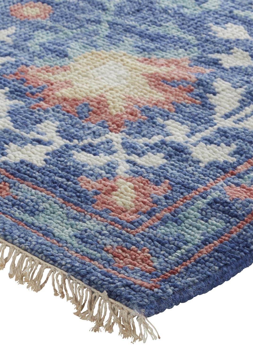 Bennet Hand Knotted Blue and Orange Rug by BD Fine