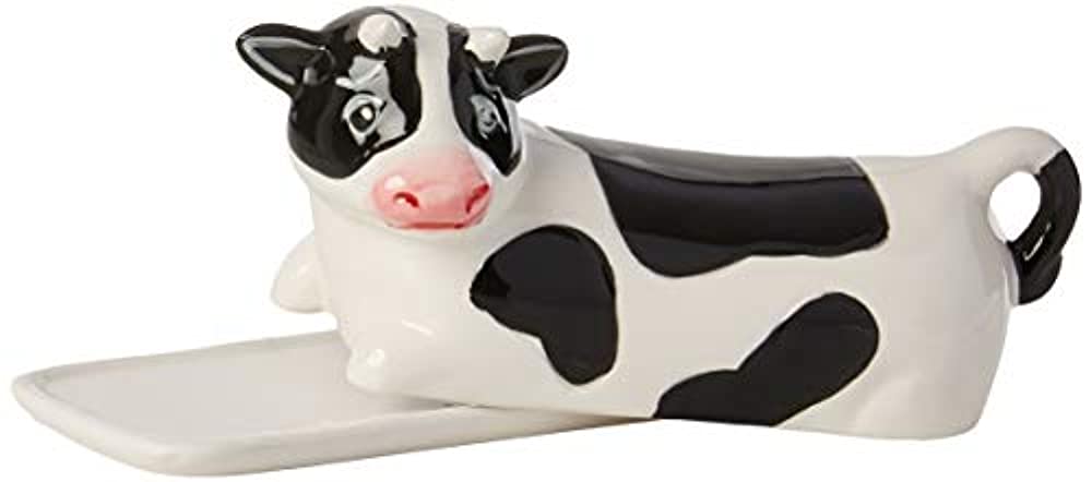 Boston Warehouse Farmhouse Cow Hand Painted Ceramic Butter Dish