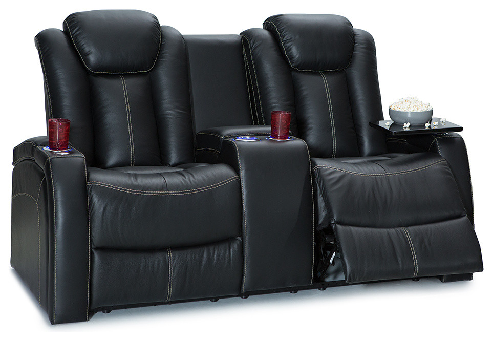 Seatcraft Republic Leather Home Theater Seating Power Loveseat   Transitional   Theater Seating   by Stargate Cinema  Houzz