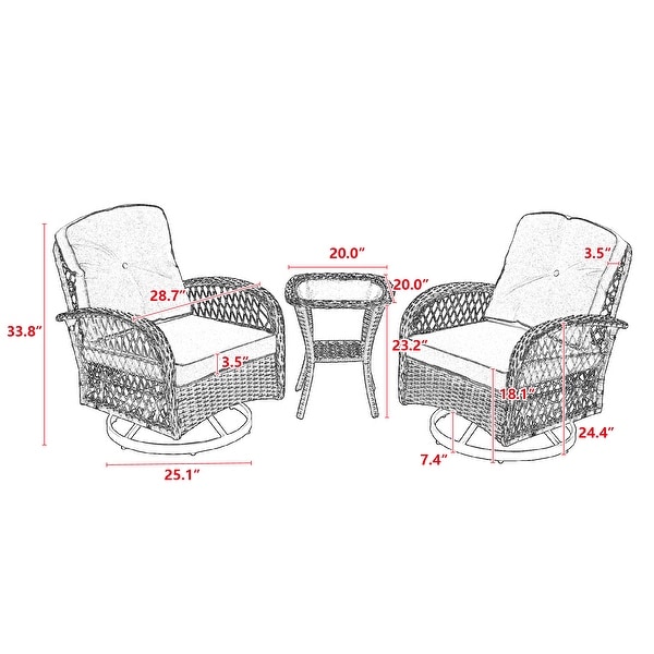 3pcs Outdoor Furniture Modern Wicker set - Overstock - 37385445