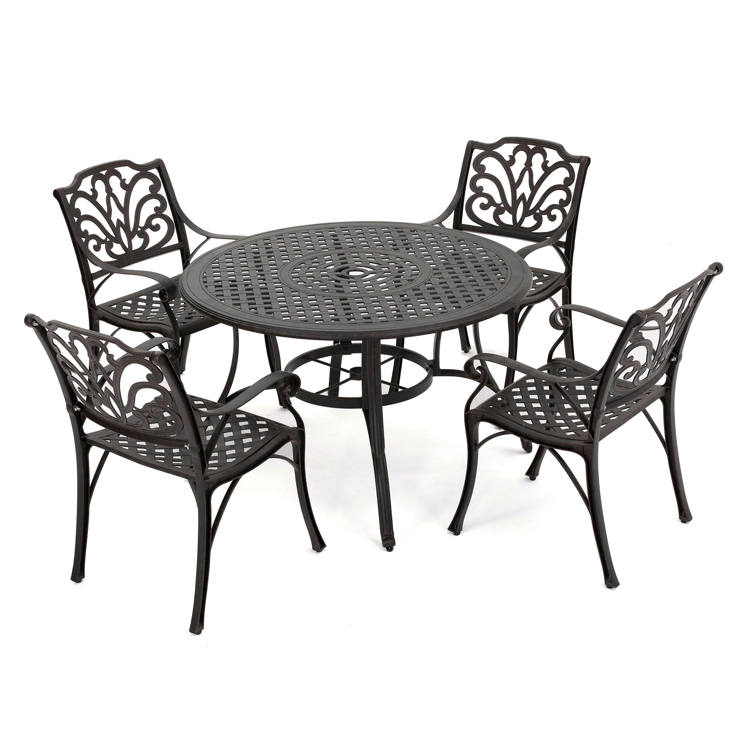 Calandra Outdoor 5 Piece Bronze Cast Aluminum Circular Dining Set