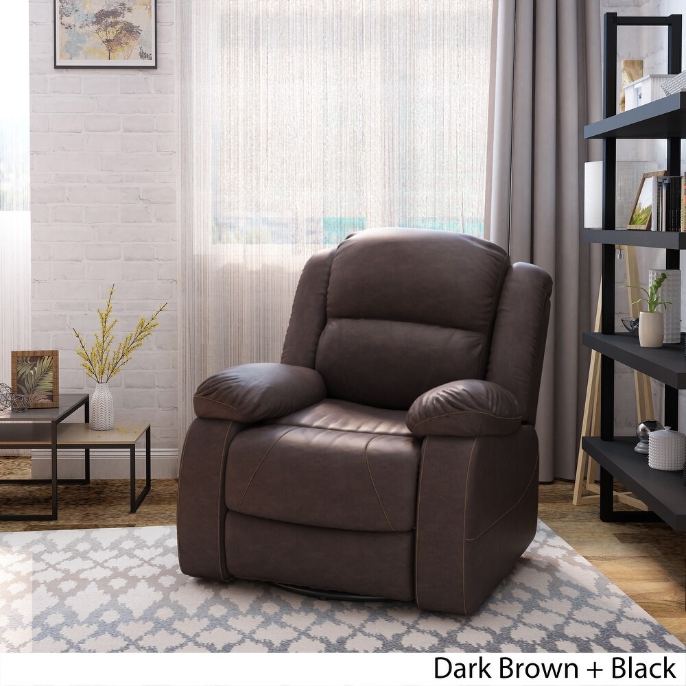 Malic Tufted Faux Leather Swivel Recliner by Christopher Knight Home