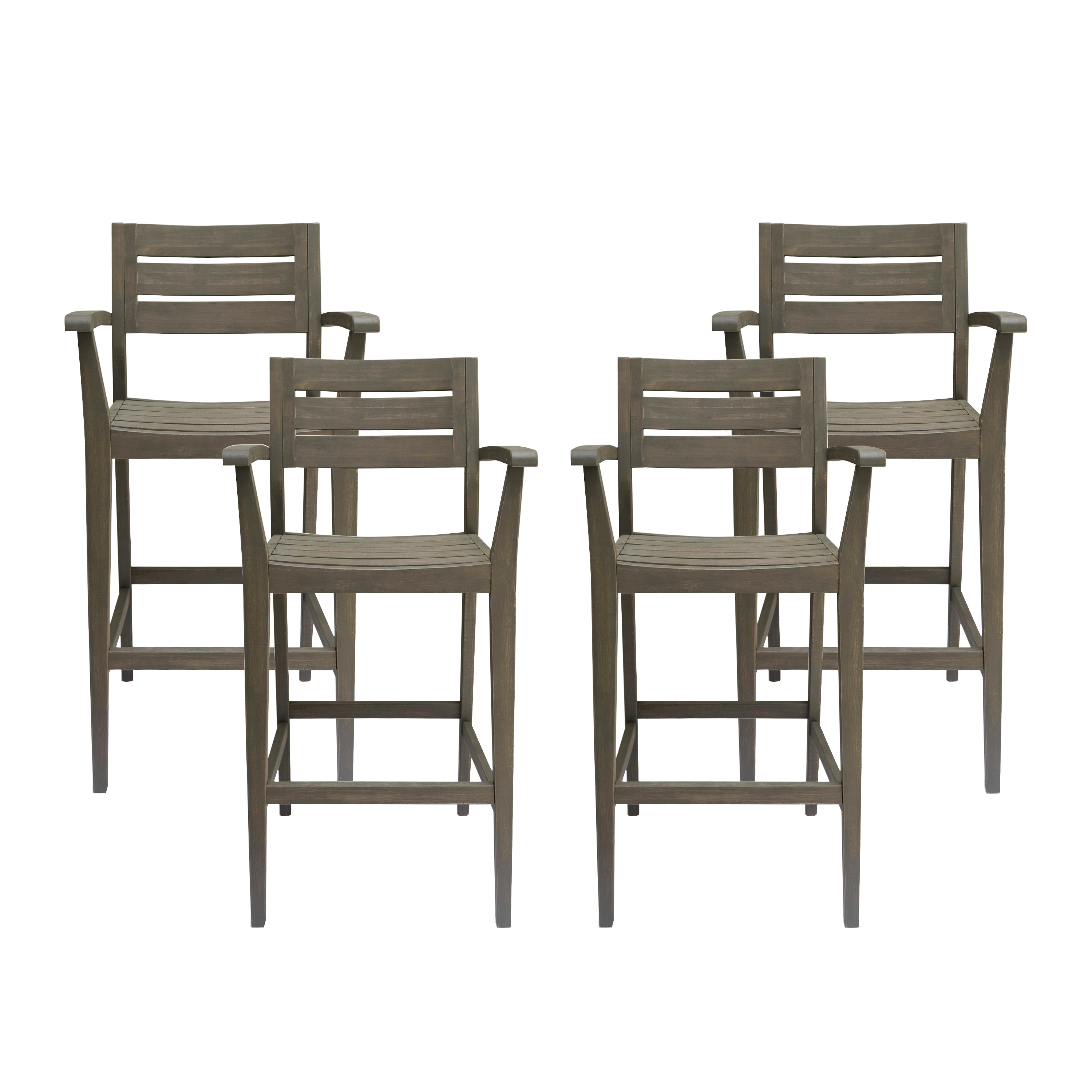 Blair Outdoor Rustic Acacia Wood Barstool (Set of 4)