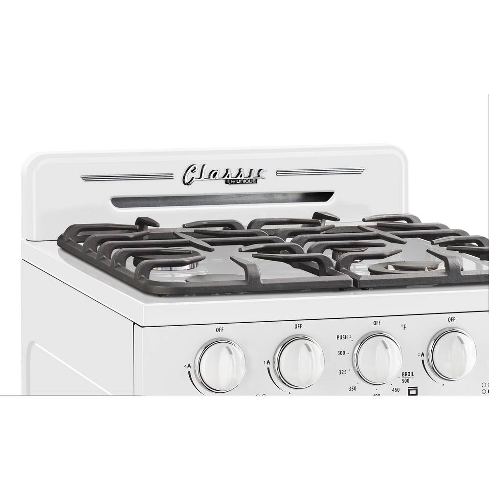 Unique Appliances Off-Grid Classic Retro 24 in. 3 cu. ft. Retro Propane Gas Range with Battery Ignition in Marshmallow White UGP-24CR OF1 W