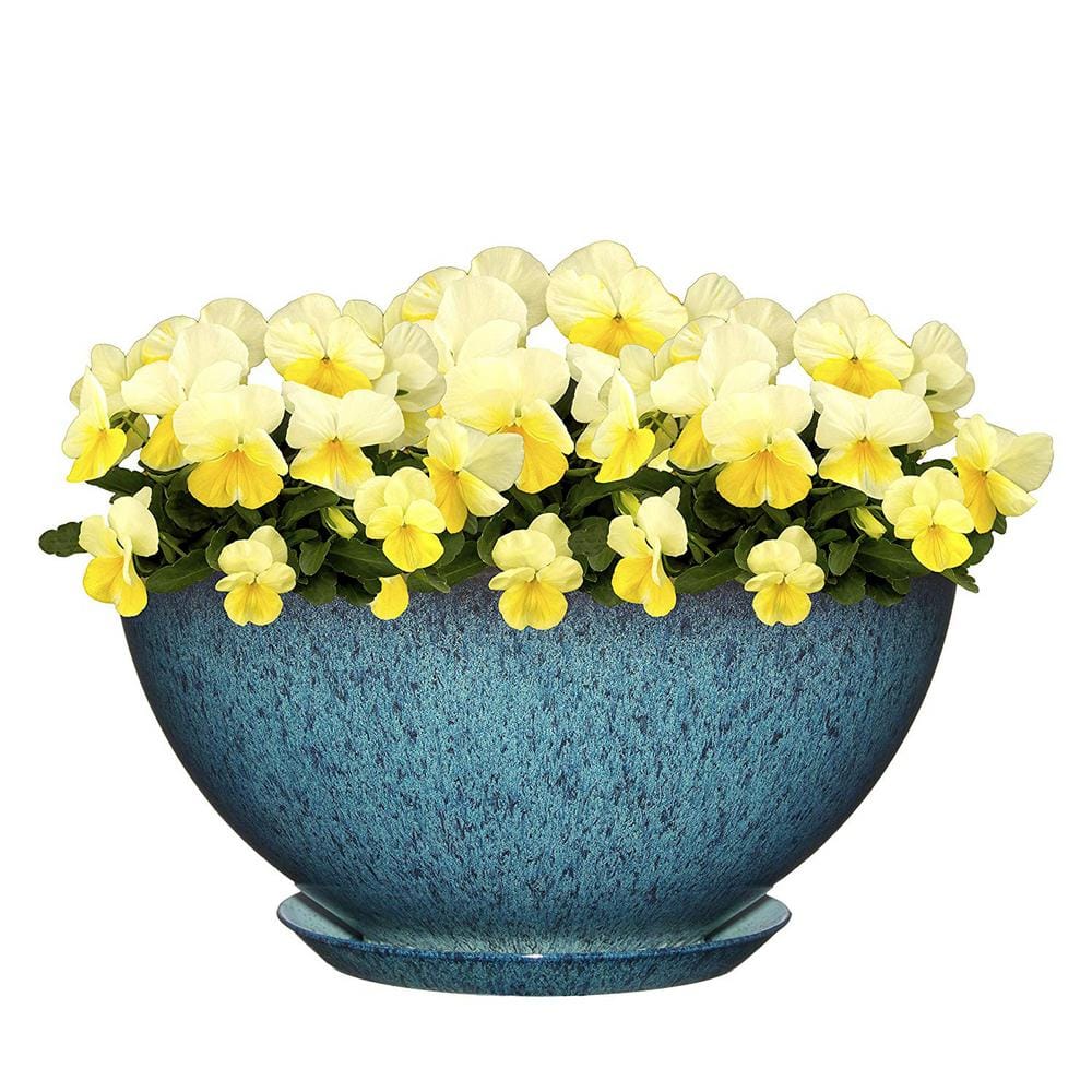 Classic Home and Garden 10 in. Indigo Speckle Rosie Bowl Resin Planter 9010D-375R