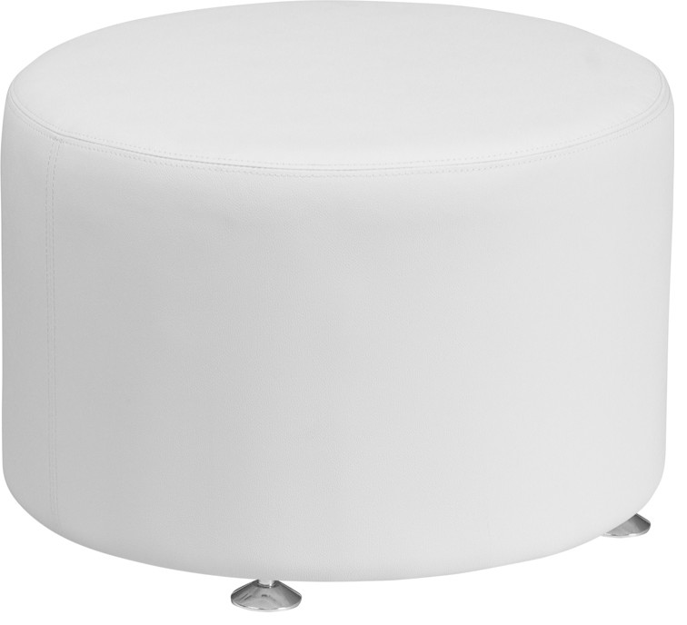 HERCULES Alon Series Melrose White LeatherSoft 24 quotRound Ottoman   Contemporary   Footstools And Ottomans   by First of a Kind USA Inc  Houzz