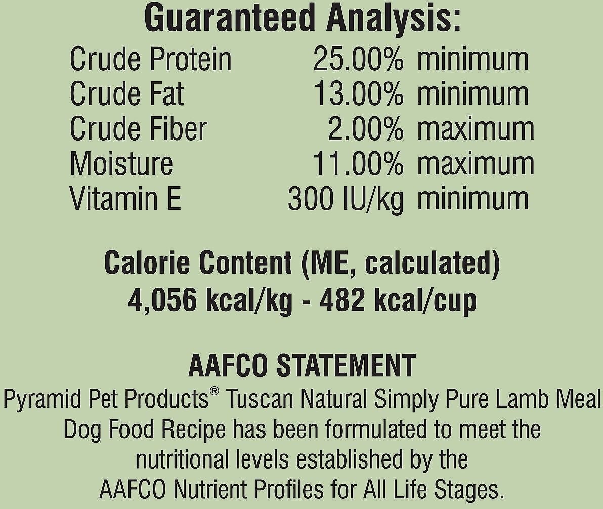 Tuscan Natural Simply Pure Lamb Meal Limited Ingredient Dry Dog Food