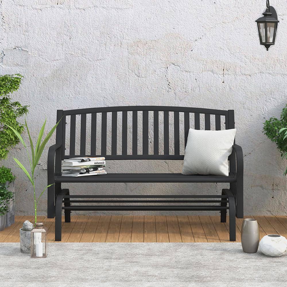 Maypex Steel Porch Chair Loveseat Outdoor Patio Glider Bench