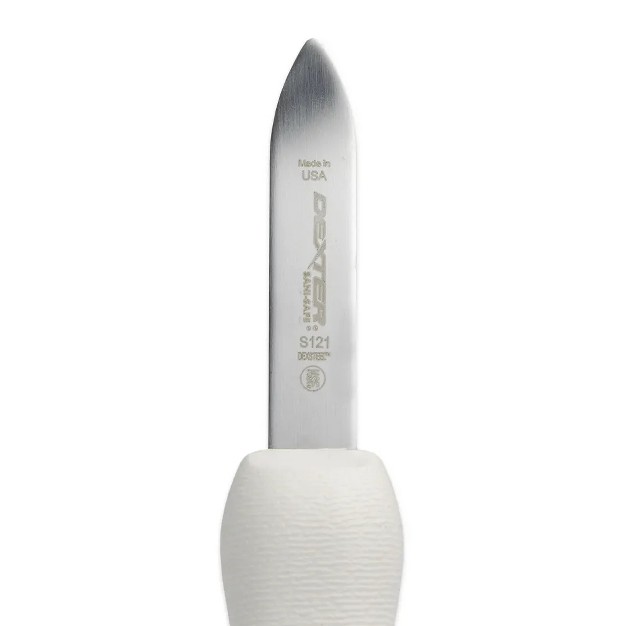 Oyster Knife Sani safe Carbon Steel Blade New Haven Pattern With Poly White Handle