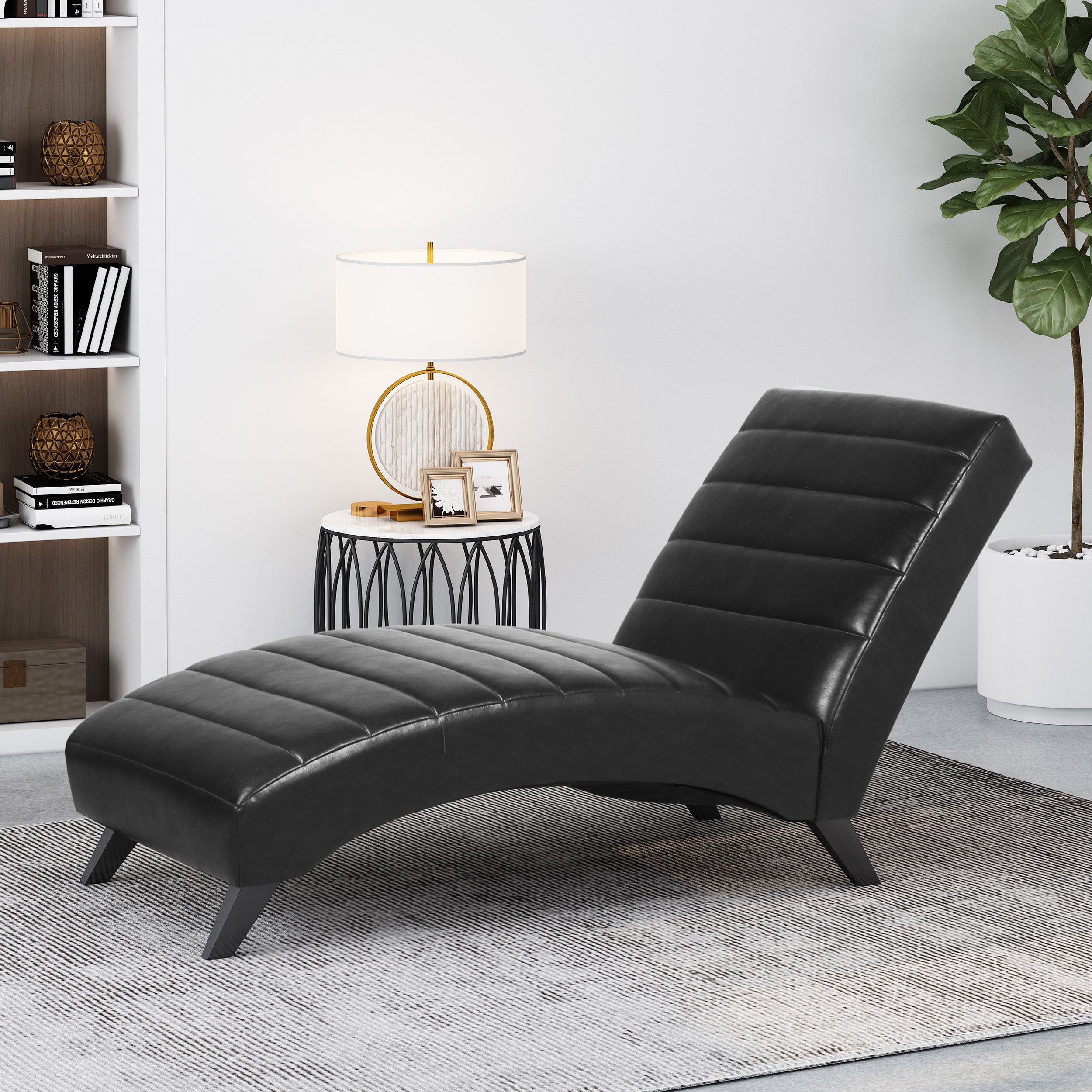 Metter Contemporary Channel Stitch Chaise Lounge