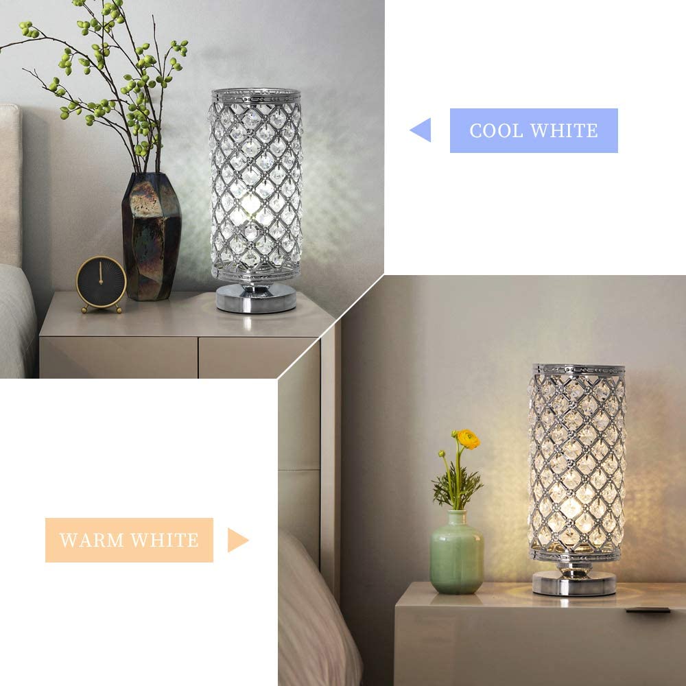 Modern Crystal Table Night Lamp with Metal Frame