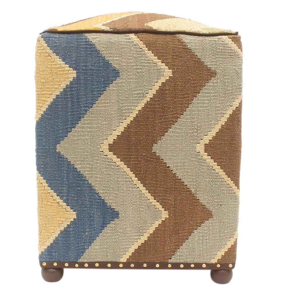 Art Deco Linda Handmade Kilim Upholstered Ottoman