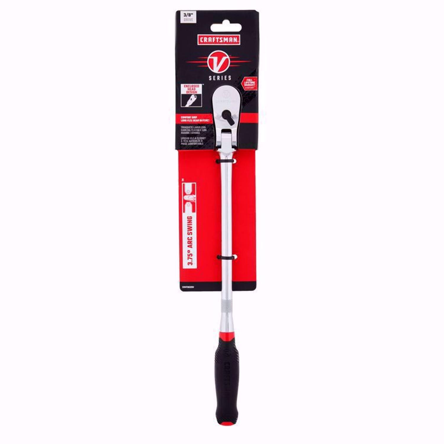 Craftsman V-Series 3/8 in. drive Comfort Grip Long Flex Head Ratchet 96 teeth