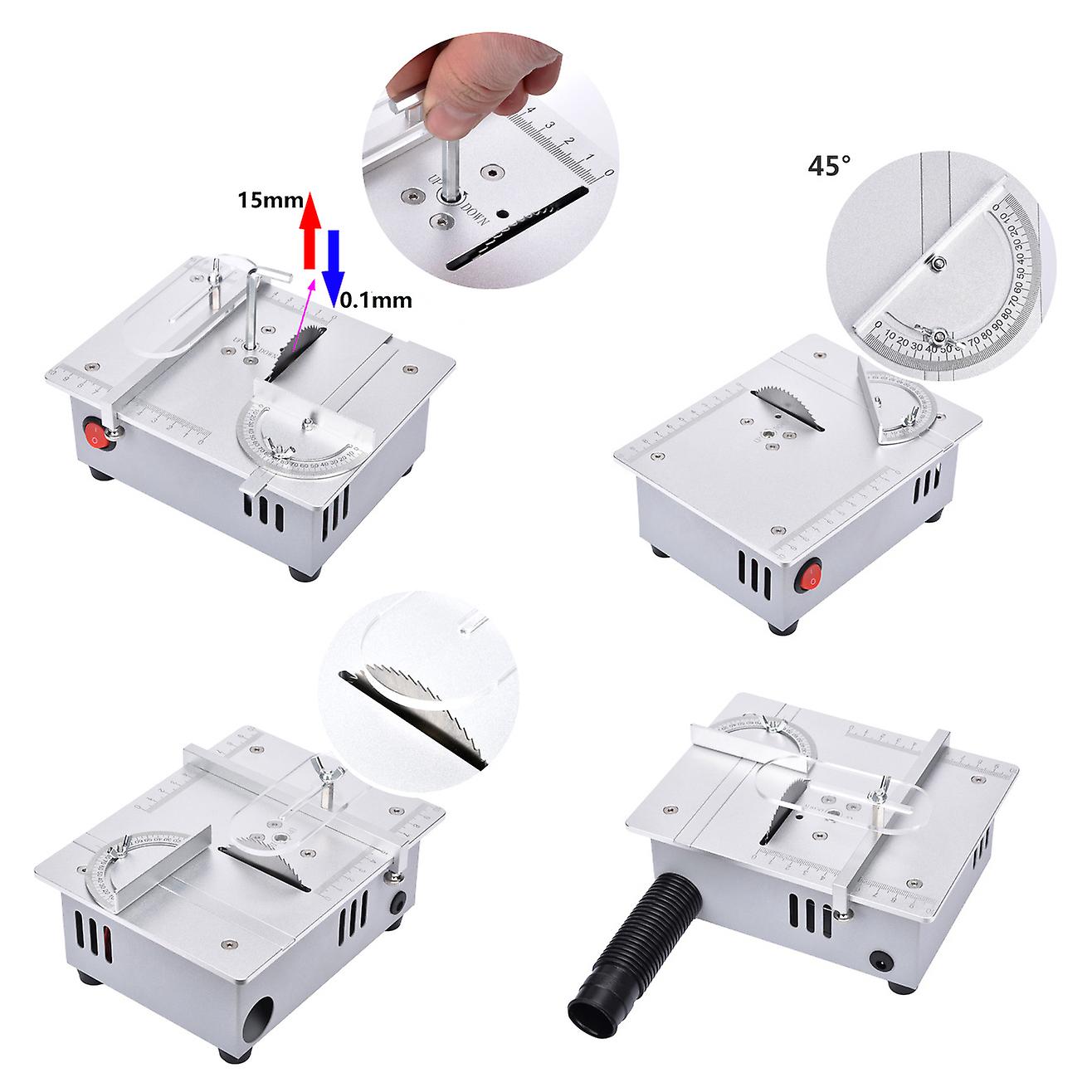 Mini Table Saw With Miter Gauge Circular Saw Blade Height Adjustable 96w Power Supply For Crafts Handmade Wood/metal/plastic Cutting