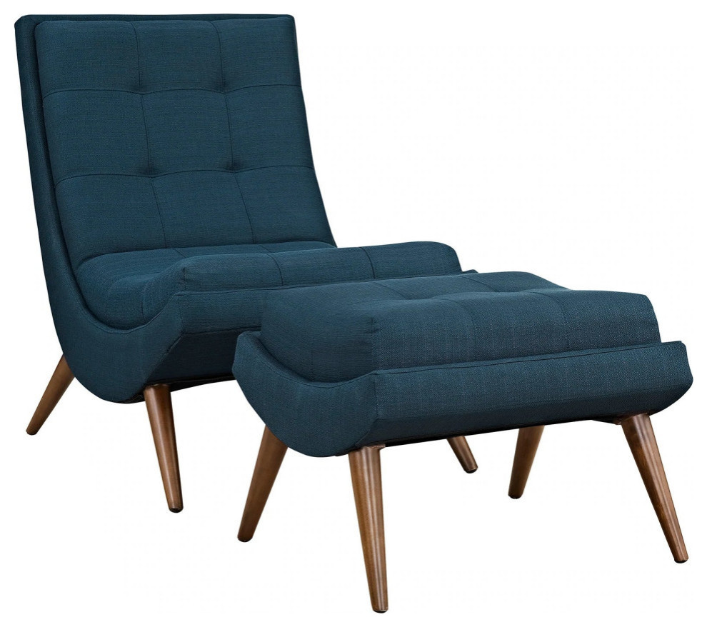 Cooper Azure Upholstered Fabric Lounge Chair Set   Midcentury   Armchairs And Accent Chairs   by V.S.D Furniture  Houzz