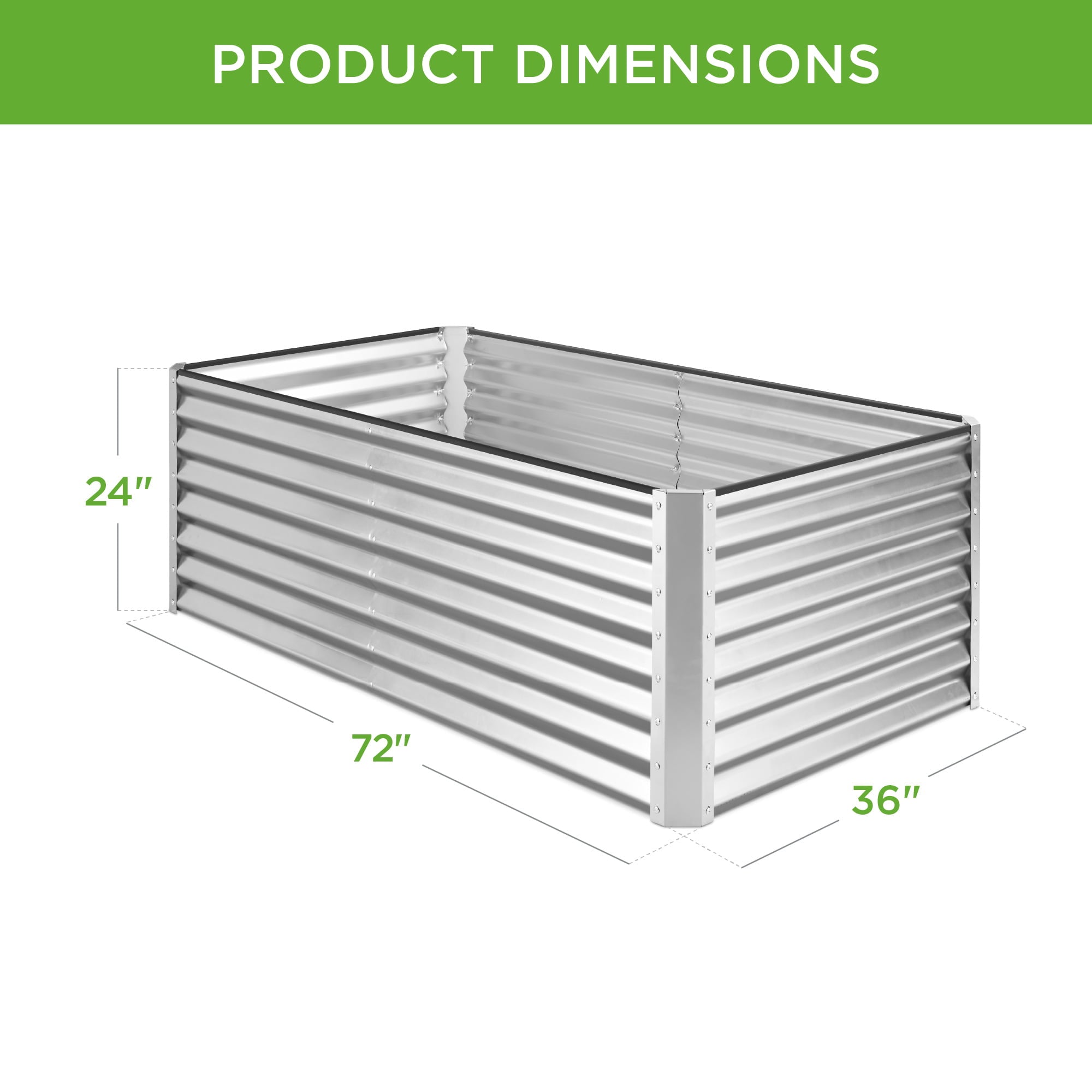 Best Choice Products 6x3x2ft Outdoor Metal Raised Garden Bed, Planter Box for Vegetables, Flowers, Herbs - Silver