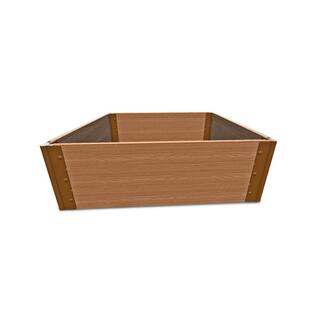 Frame It All 4 ft. x 4 ft. x 16.5 in. 1 in. Profile Classic Sienna Composite Tool-Free Raised Garden Bed 300003058